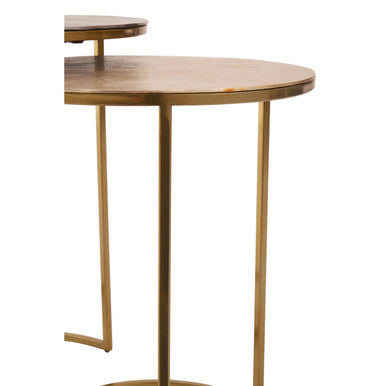 Detail of the base of the aluminium and stainless steel nesting table frame