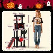 Dimension diagram of the Gothic cat tree showing 152 cm height, 48 cm width and 40 cm depth