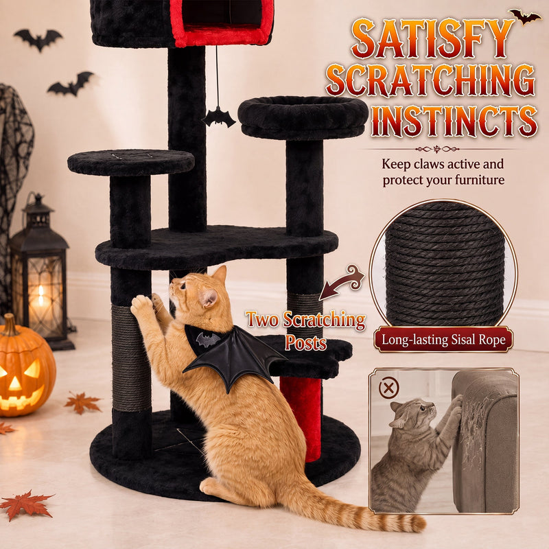 Feature callout showing the two sisal scratching posts and a close-up of the long-lasting sisal rope