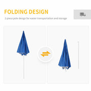 Blue 2.2M Fishing Umbrella Shelter with Side Panels and Carry Bag for Beach or Garden Shade
