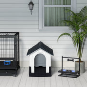 Plastic Dog Kennel with Windows for Small Dogs Ideal for Garden or Patio Use Grey