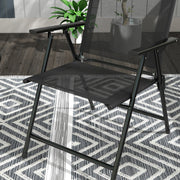 Three Piece Bistro Set with Glass Top Table Black by Outsunny