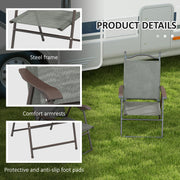 Set of 2 Folding Garden Chairs with Breathable Mesh Seats for Outdoor Use Dark Grey AOSOM