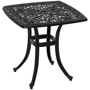 Cast Aluminium Square Bistro Table with Umbrella Hole for Garden and Balcony Bronze by Outsunny