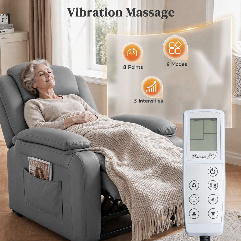 Electric Riser Recliner Chair Grey - reclined with massage remote