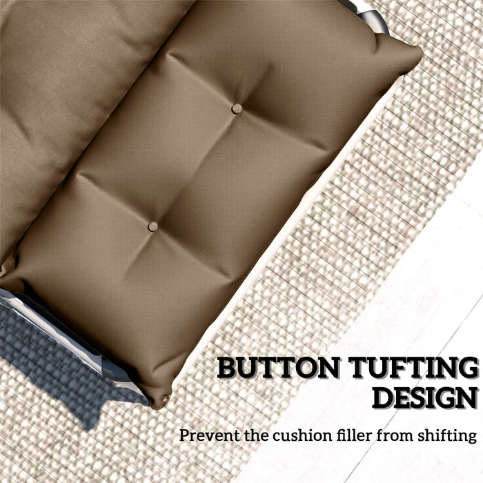 Set of 2 Khaki Sun Lounger Cushions 190x56x10cm UPF20+ Thick Sunbed Pads with Ties by Outsunny