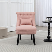 Pink Upholstered Accent Dining Chair With Pillow and Solid Wood Legs by HOMCOM