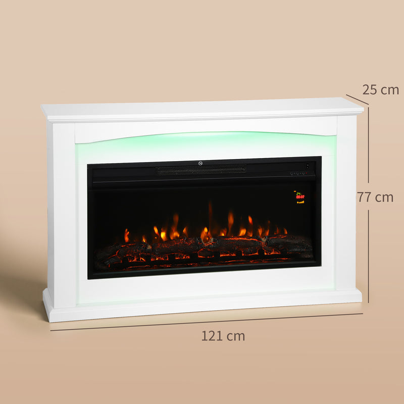 2000W Electric Fireplace Heater with Realistic Flame Effect for Living Room White