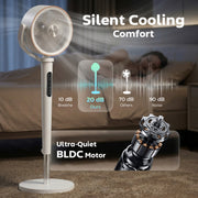 Pedestal Fan with Quiet 12 Speed Cooling and Remote for Bedroom or Living Room White Homcom
