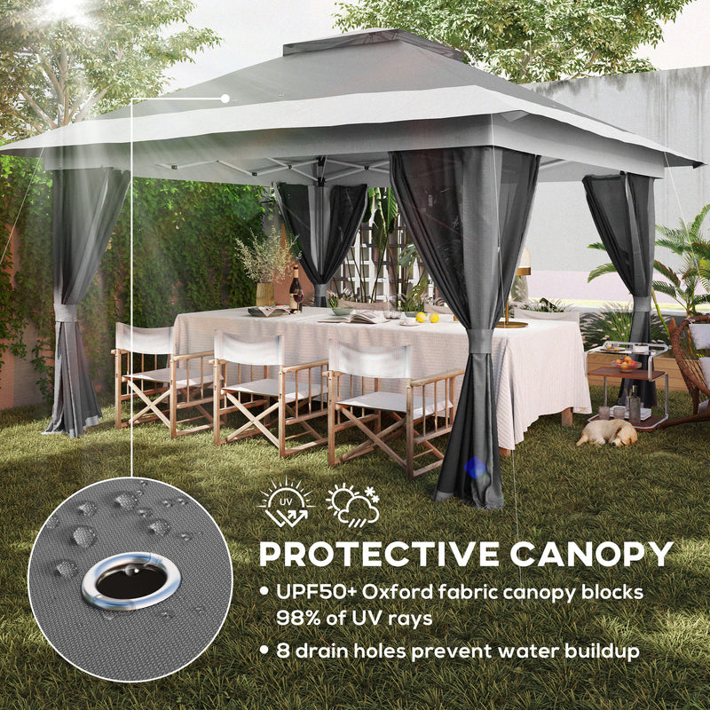 Grey 3.6 x 3.6m Pop Up Gazebo with Mesh Sides for Gardens and Outdoor Events by Outsunny