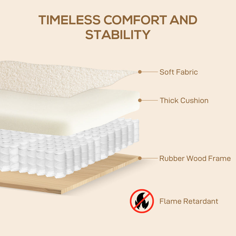 Cream White 2 Seater Sofa Settee with Soft Sherpa Fabric Upholstery by Homcom