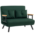Homcom green velvet 4-in-1 sofa bed in loveseat mode, studio shot