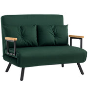 Homcom green velvet 4-in-1 sofa bed in loveseat mode, studio shot