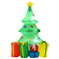 5ft green inflatable Christmas tree with a star and coloured presents on a white background