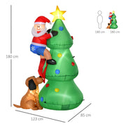 Dimensions diagram of the tree: 180 cm high, 123 cm wide and 85 cm deep, beside a 6ft figure