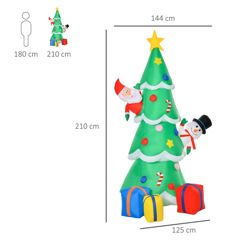 Dimensions diagram of the tree: 210 cm high, 144 cm wide, 125 cm deep