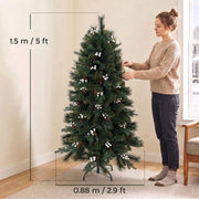 5ft Christmas tree next to a woman with size labels showing 1.5 m height and 0.88 m width
