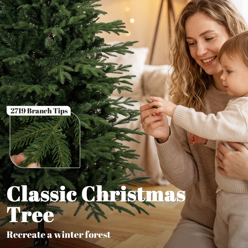 Close-up of the 2719 branch tips on the 7ft tree with a mother and child