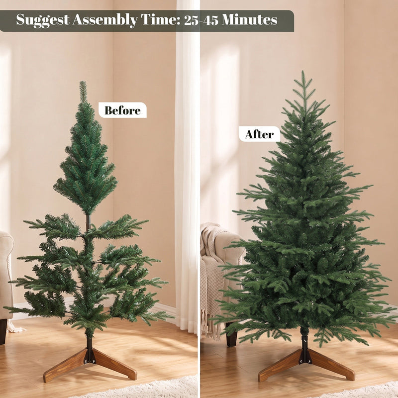 5ft tree before and after shaping the hinged branches