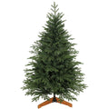 Green 5ft hinged artificial Christmas tree on a wooden cross stand, studio shot
