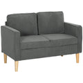 Homcom grey corduroy two seater sofa, side profile studio shot