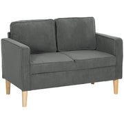 Homcom grey corduroy two seater sofa, side profile studio shot