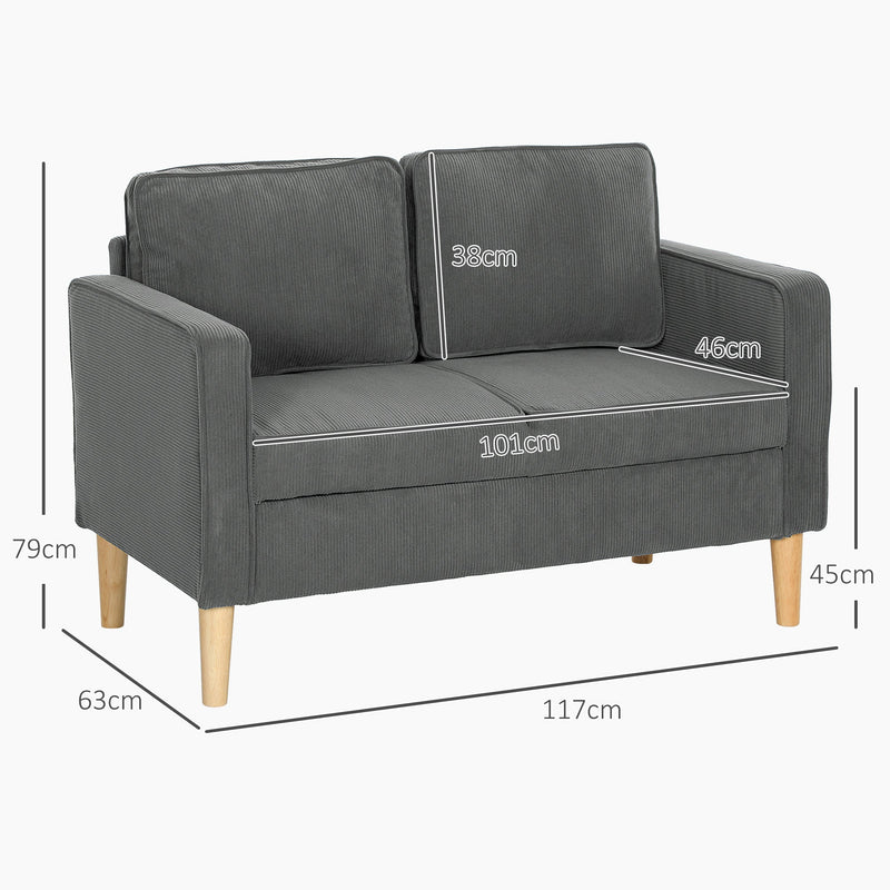 Dimension diagram showing 117W x 63D x 79H cm and seat measurements