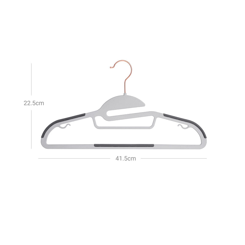 Dimension diagram showing 41.5 cm width and 22.5 cm height with the rose gold swivel hook