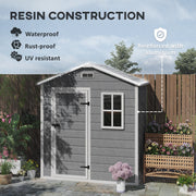 Feature panel listing the waterproof, rustproof and UV resistant resin build reinforced with aluminium