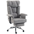 Grey big and tall office chair with padded footrest on a white background