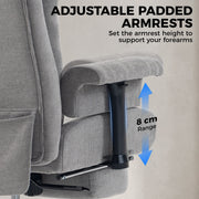 Close-up of the adjustable padded armrest with an 8 cm height range