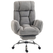 Grey padded executive office chair with footrest on a white background