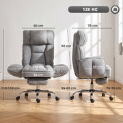 Dimensions diagram of the grey executive office chair with 120 kg capacity