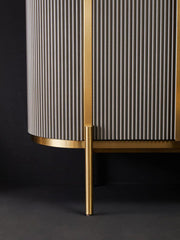 Grey fluted sideboard styled in a lounge setting