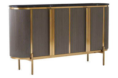 Grey fluted sideboard studio shot, doors closed