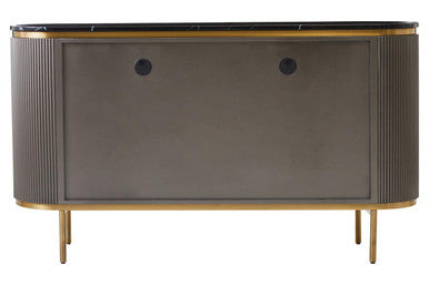Grey fluted sideboard studio shot, angled view