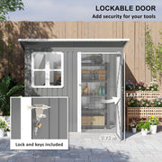 Feature panel showing the lockable 0.75 x 1.63 m door with the supplied padlock and keys and shelving inside