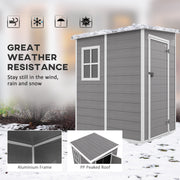 Weather resistance panel showing the shed in snow with aluminium frame and PP roof insets