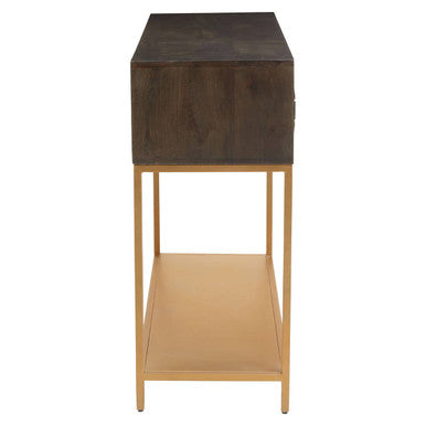 Side profile studio shot showing the 40cm depth of the console table