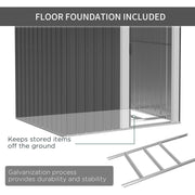 Cutaway of the shed showing the galvanised floor foundation frame included in the box, which keeps stored items off the ground