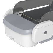 Close-up of the front step and side control panel of the litter tray