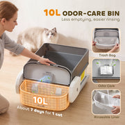 10L waste bin with removable liner, odour care and bag shown on the tray