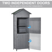 Panel with arrows showing the shed's upper and lower doors swinging open