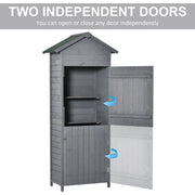 Feature panel showing the shed's two doors, which open and close independently