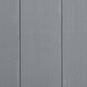 Close-up of the grey painted timber cladding on the shed