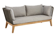 Grey woven rope 3 seater sofa, front studio shot