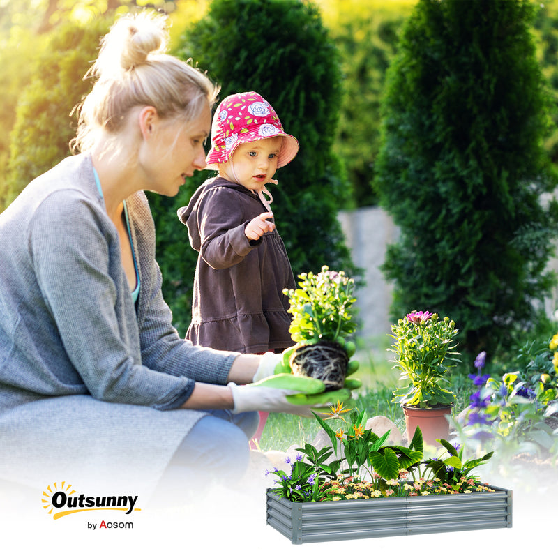 Silver 180 x 90cm Galvanised Steel Raised Garden Planter for Vegetables by Outsunny