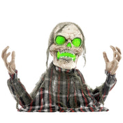 Homcom groundbreaker skeleton Halloween animatronic with glowing green eyes on a white studio background
