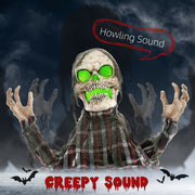 Feature callout showing the Homcom groundbreaker skeleton making a howling sound