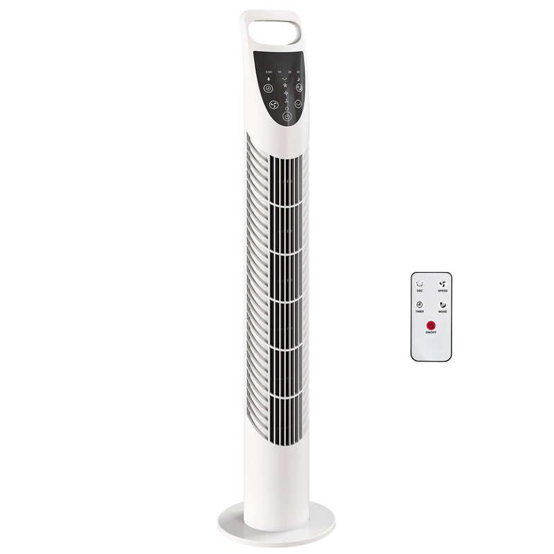 Tower Fan for Small Rooms with Quiet Oscillation and Timer White AOSOM